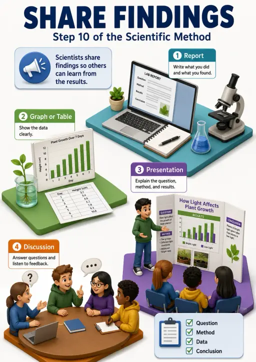 Share Findings Scientific Method Infographic