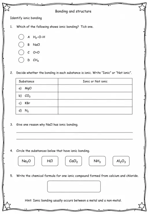 Identify ionic bonding