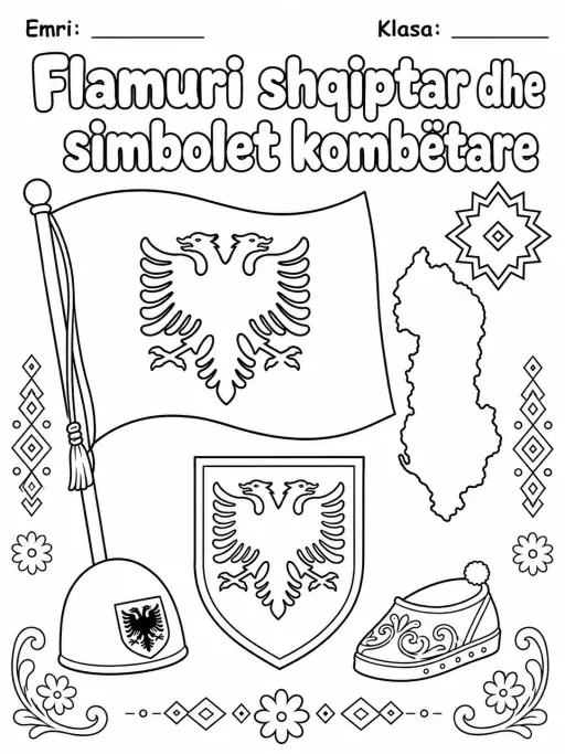 Flamuri shqiptar dhe simbolet kombëtare - Faqe ngjyrosjeje