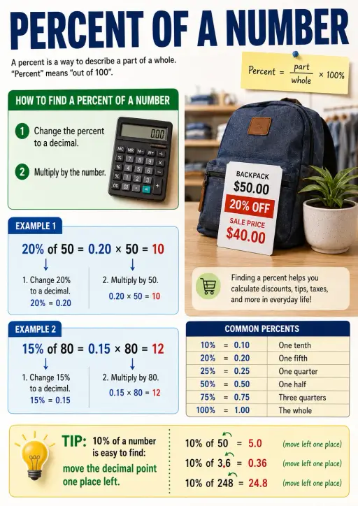 Percent of a Number Decimals and Percent Infographic