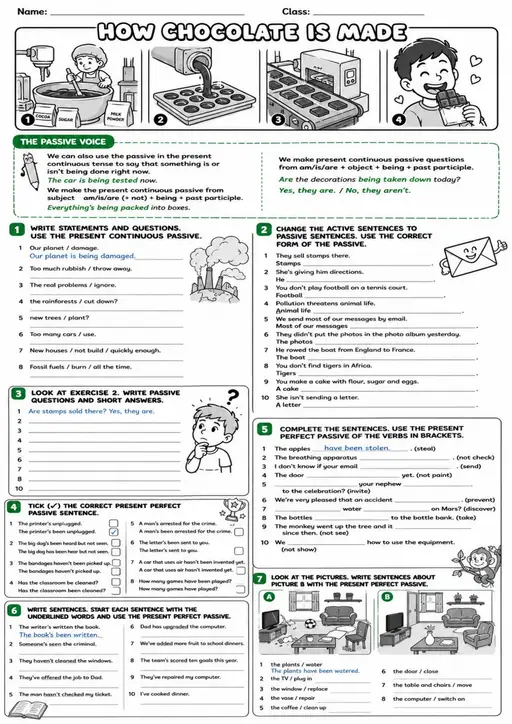 How Chocolate Is Made: Passive Voice 3 | Grades 5-6 Grammar Worksheet