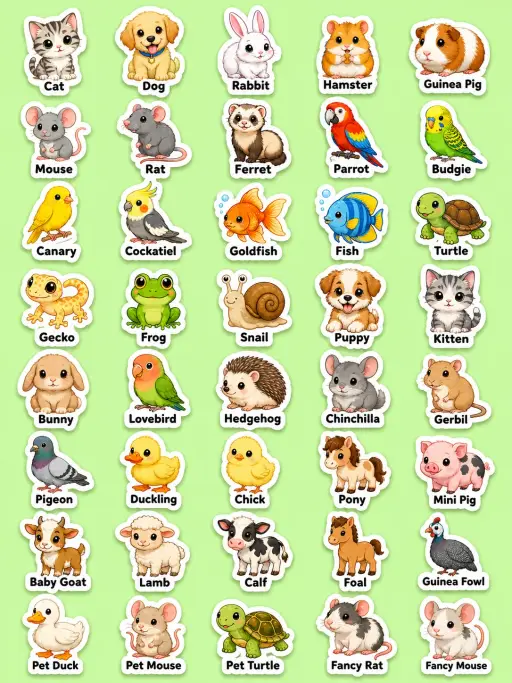 Animals Printable Sticker Sheet - Set 2