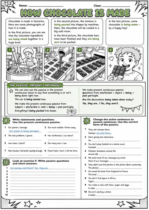 How Chocolate Is Made: Passive Voice 5 | Grades 5-6 Grammar Worksheet