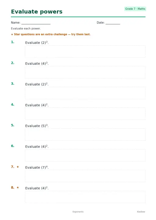 Evaluate powers