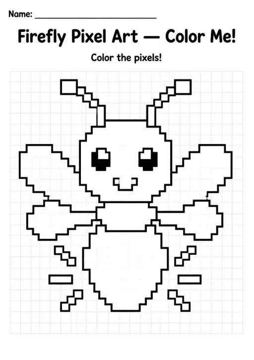 Firefly Pixel Art Coloring Page