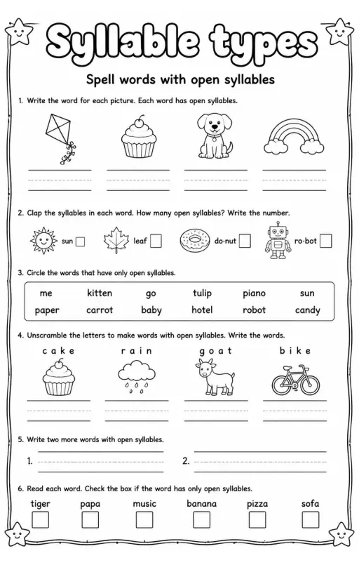Spell words with open syllables