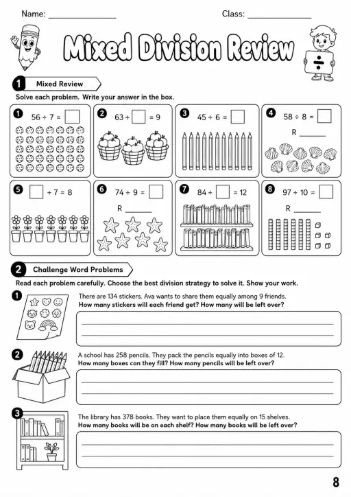 Division Worksheets Worksheet Pack