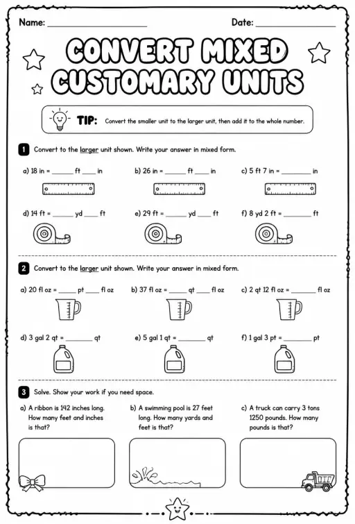 Convert mixed customary units
