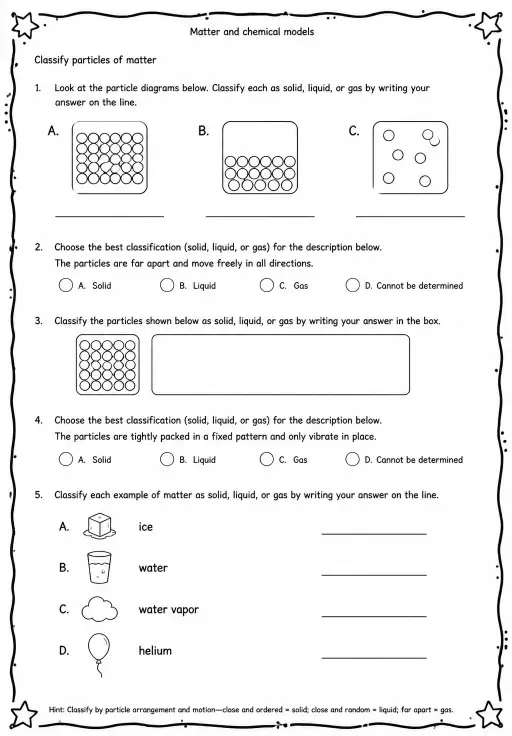 Classify particles of matter