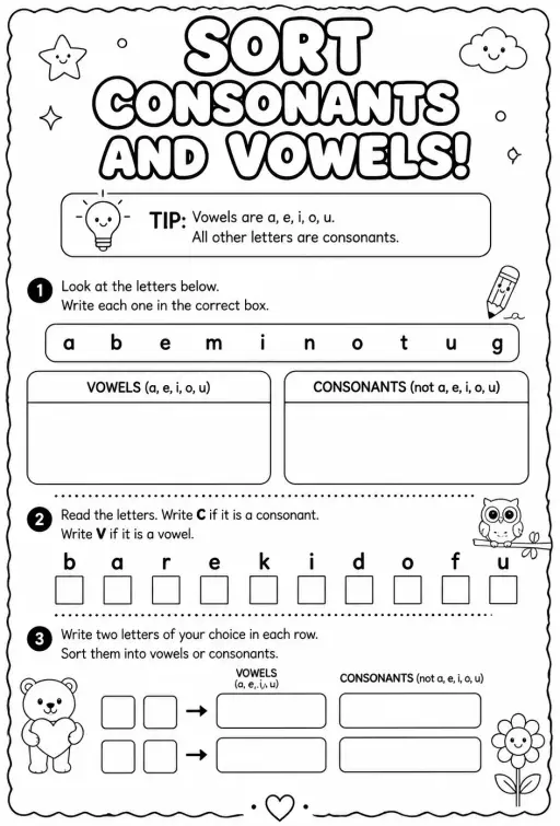 Sort consonants and vowels