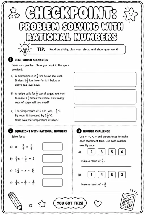 Checkpoint: Problem solving with rational numbers