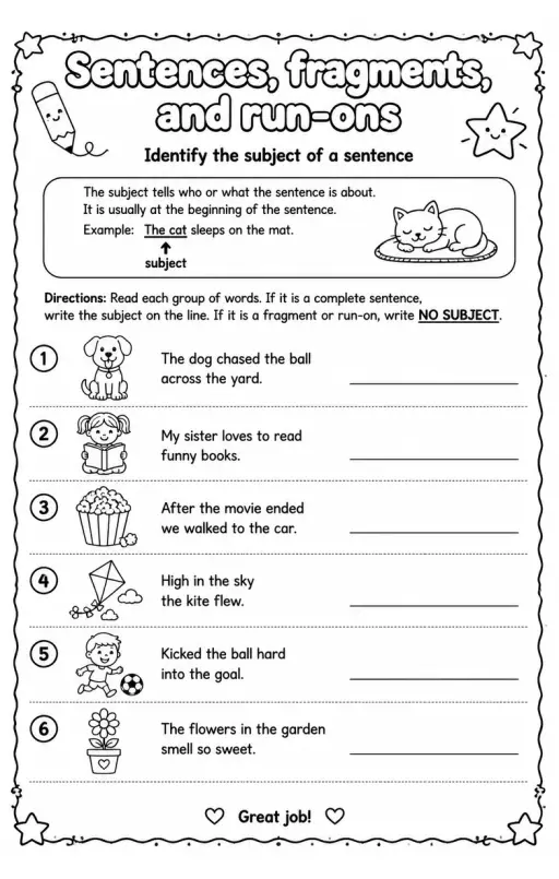 Identify the subject of a sentence