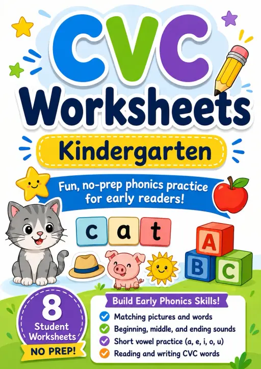 CVC Worksheets Worksheet Pack