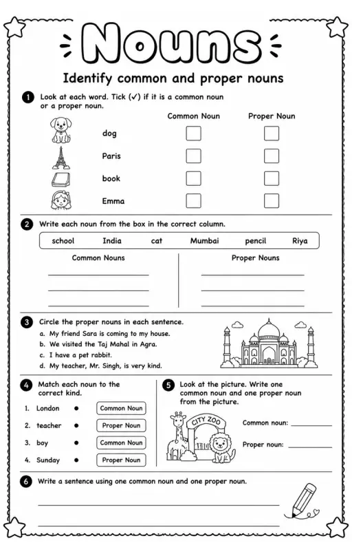 Identify common and proper nouns