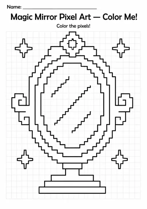 Magic Mirror Pixel Art Coloring Page