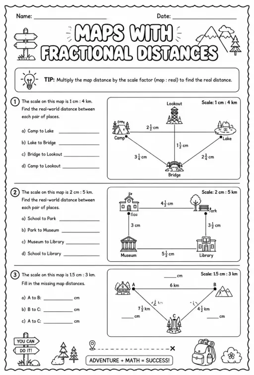 Maps with fractional distances