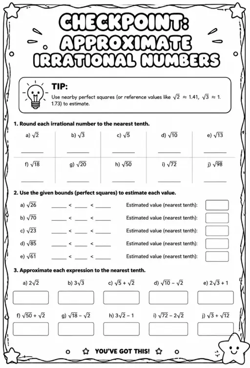 Checkpoint: Approximate irrational numbers