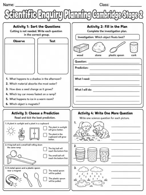 Scientific Enquiry Planning Cambridge Stage 2