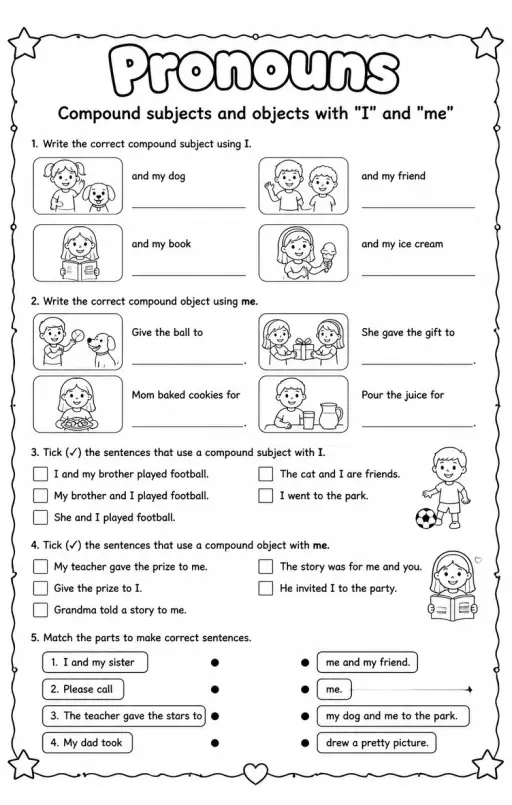 Compound subjects and objects with "I" and "me"