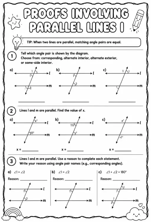 Proofs involving parallel lines I
