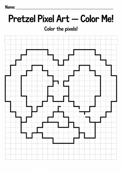 Pretzel Pixel Art Coloring Page
