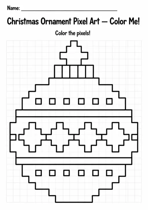 Christmas Ornament Pixel Art Coloring Page