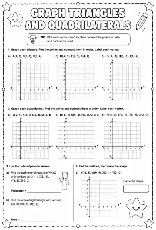 Graph triangles and quadrilaterals