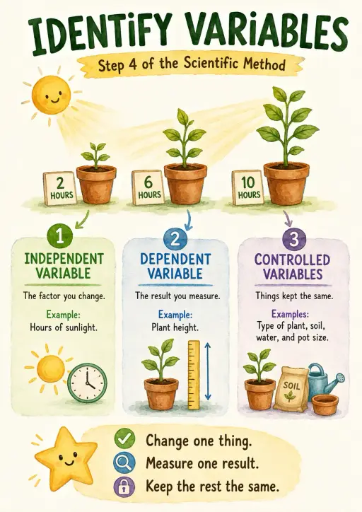 Identify Variables Scientific Method Infographic