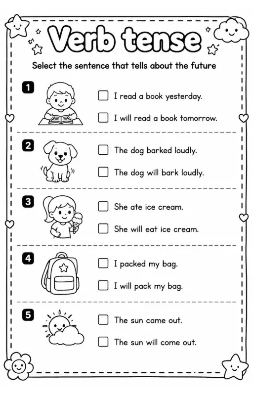 Select the sentence that tells about the future