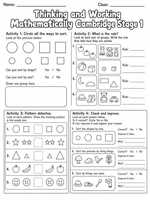 Thinking and Working Mathematically Cambridge Stage 1