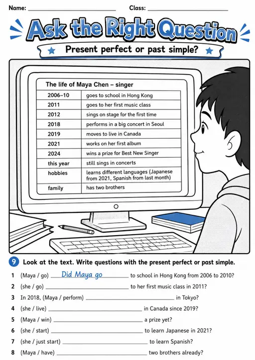 Ask The Right Question | Grade 5 Grammar Worksheet