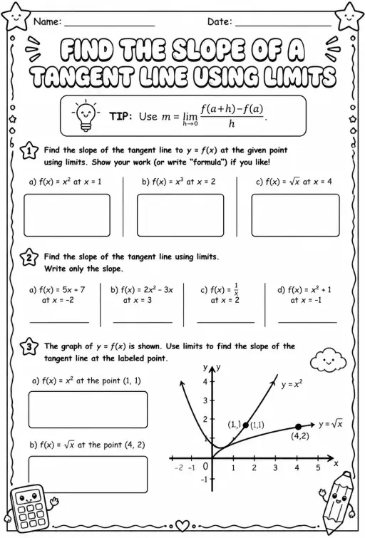 Find the slope of a tangent line using limits