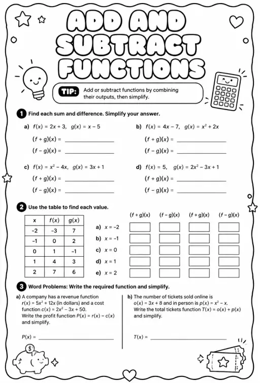 Add and subtract functions