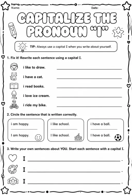 Capitalize the pronoun "I"