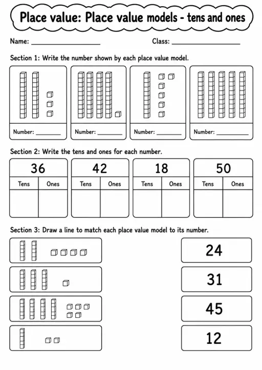 Grade 2 Place Value Math Worksheet Pack