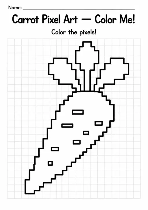 Carrot Pixel Art Coloring Page