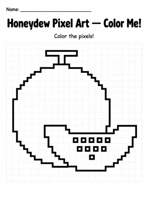 Honeydew Pixel Art Coloring Page