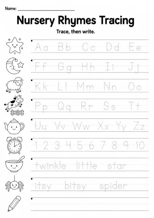 Nursery Rhymes Tracing — Grade 2