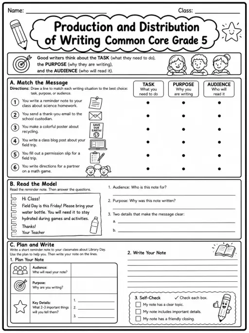 Production and Distribution of Writing Common Core Grade 5