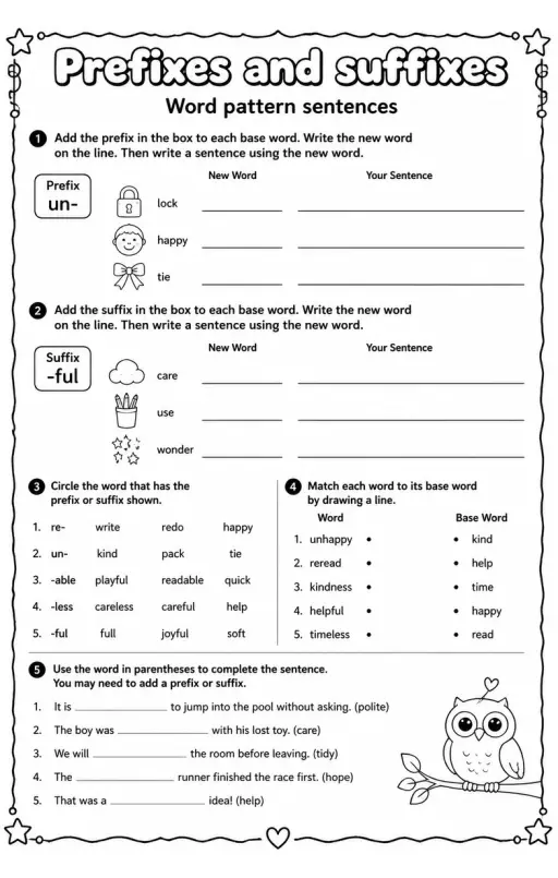 Word pattern sentences