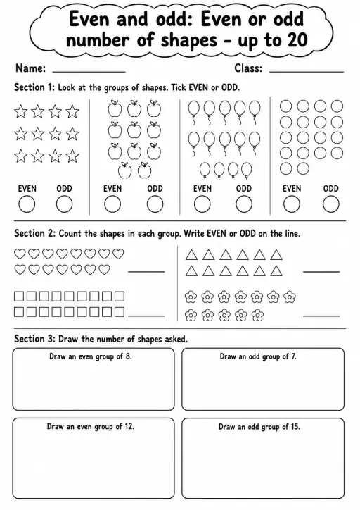 Grade 2 Even And Odd Math Worksheet Pack