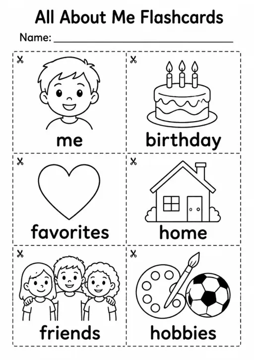All About Me Flashcards — Grade 2