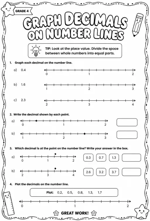 Graph decimals on number lines