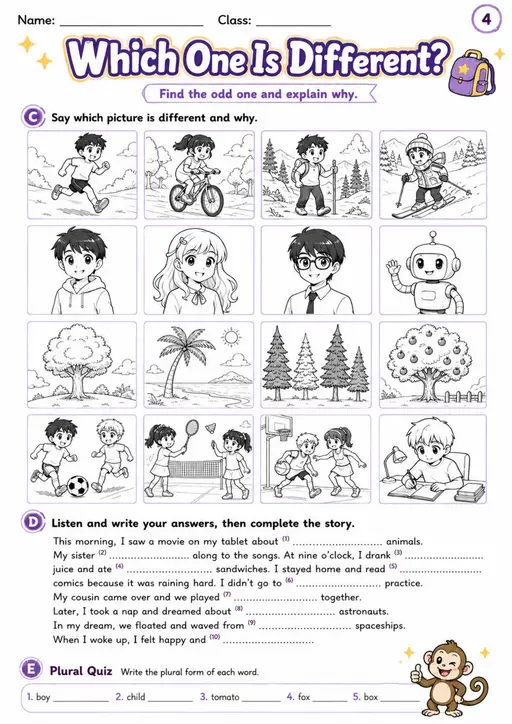 Cambridge MOVERS - Which One Is Different? | Free Worksheet