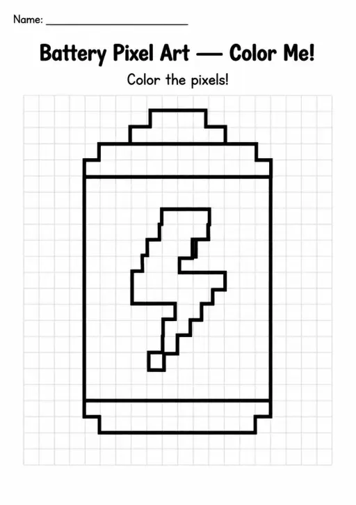 Battery Pixel Art Coloring Page