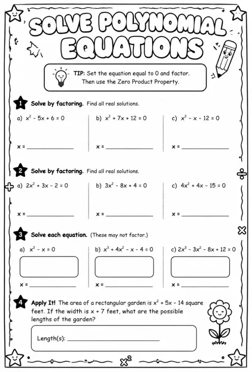 Solve polynomial equations
