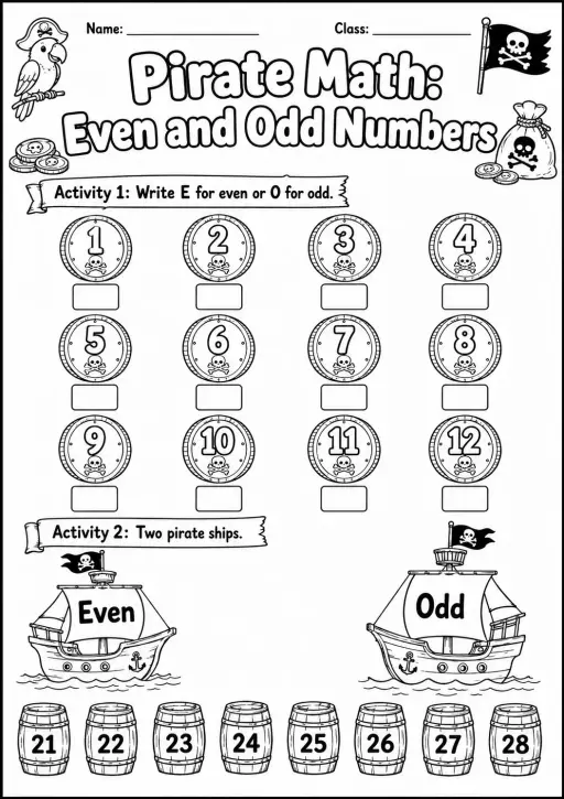 Pirate Math: Capacity and Volume Worksheet