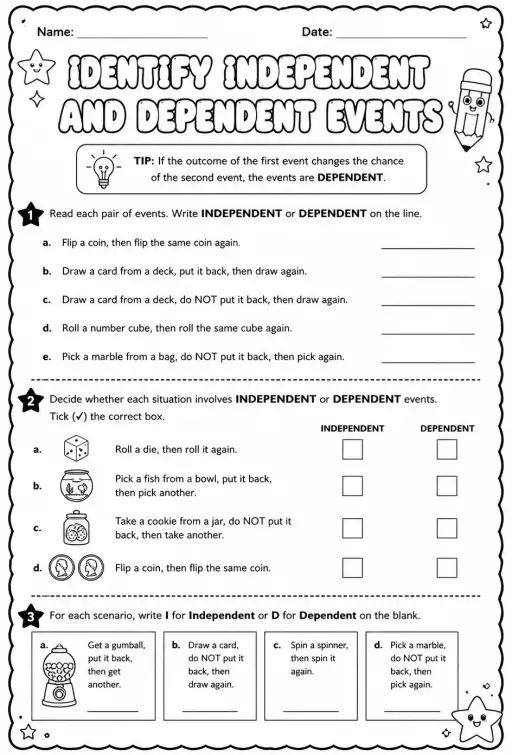 Identify independent and dependent events