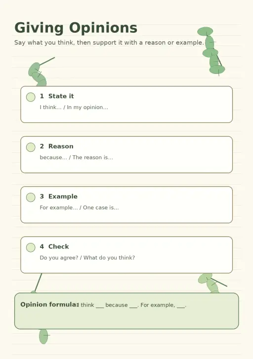 Giving Opinions Conversation Infographic