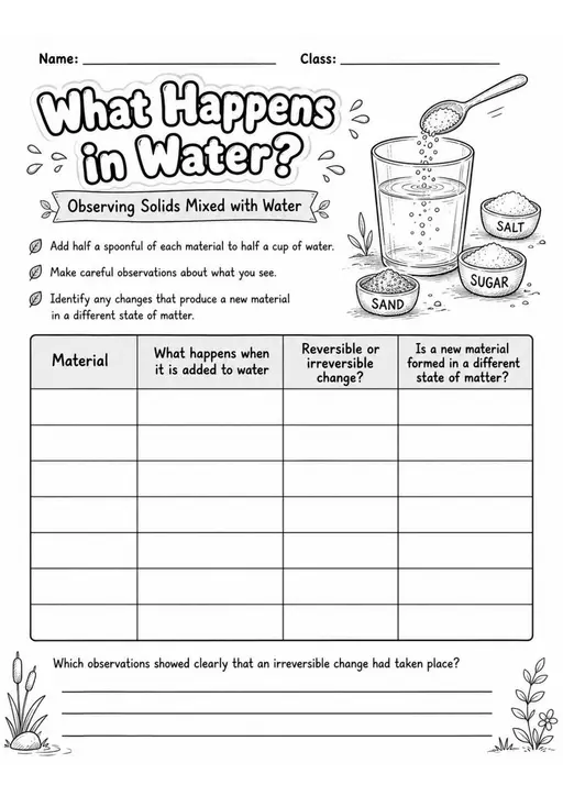 Grade 6 Matter and Chemistry Worksheets - Pack 2